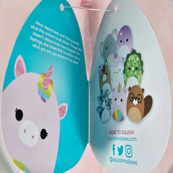 SQUISHMALLOWS ORIGINAL AMOR UNISEX PINK RAINBOW UNICORN PLUSH TOY ONE SIZE 2021 - Picture 7 of 10